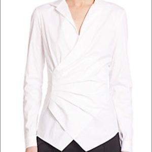 Lafayette Crisp White Wrap Top